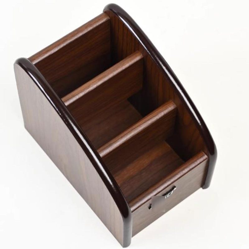 Wooden Remote Control Holder 4 x 6.1 x 4.9 Inches Brown - Keeps Remotes Within Easy Reach Remote Control Organizer Box for Coffee Table Nightstand - Image 3