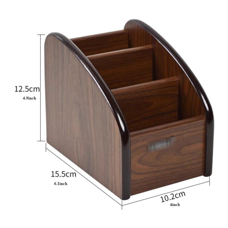 Wooden Remote Control Holder 4 x 6.1 x 4.9 Inches Brown - Keeps Remotes Within Easy Reach Remote Control Organizer Box for Coffee Table Nightstand - Image 2