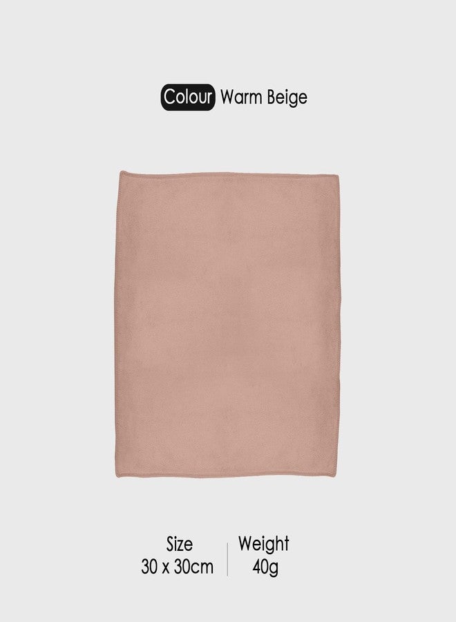 HOUSSE Microfiber Face Towels | Ultra Absorbent, Odour-Free, Quick Dry 450 GSM Face Towel for Home, Gym, Travel, Running and Personal Use | 30x30 cm | Set of 4 in One Colour (Warm Beige, Pack of 4) - Image 2