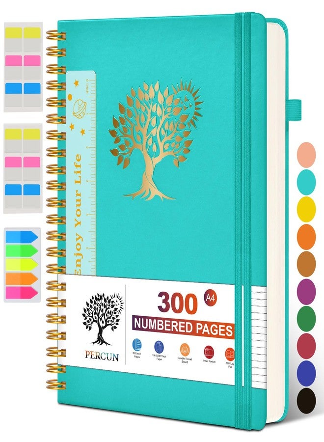 PERCUN Large Spiral Notebook Journal for Women Men - 300 Numbered Lined Pages, College Ruled,B5 Hardcover Spiral Bound Notebook for School, Work, Note Taking, Writing, Leather Spiral Journal 7"x10" - Image 1