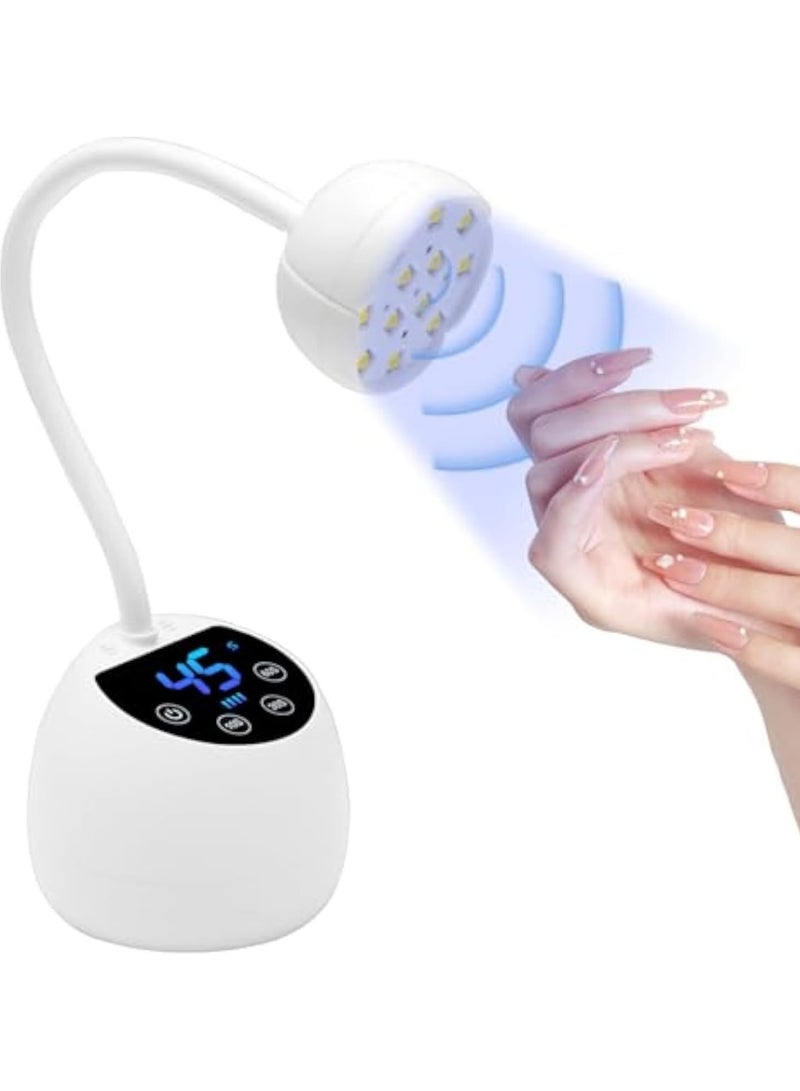 عام مصباح أظافر بالأشعة فوق البنفسجية مصغّر - مصباح LED، 4 أوضاع، محمول، مصباح جل الأظافر، مجفف، 12 حبة إضاءة، إضاءة عنق الإوز 360 درجة، شحن USB، للسلمون أو الاستخدام المنزلي - Image 1