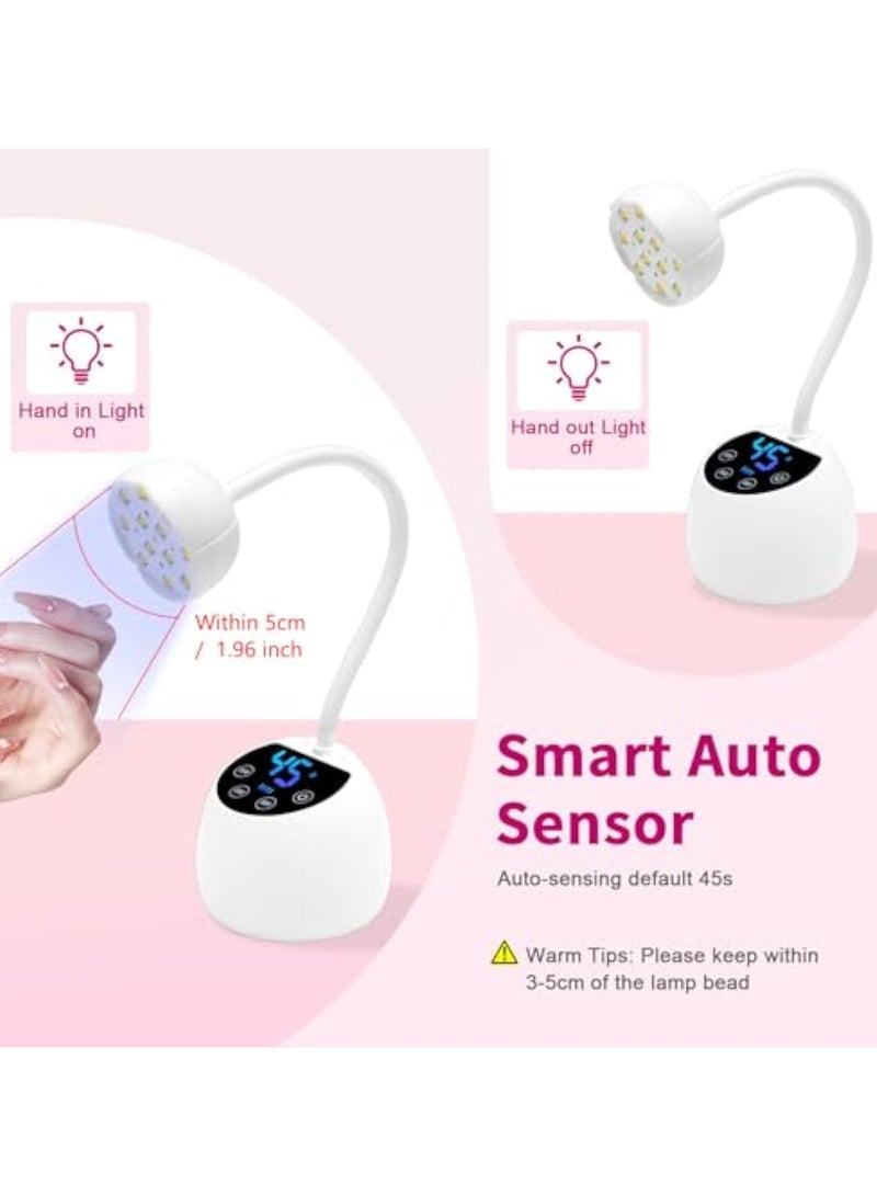 عام مصباح أظافر بالأشعة فوق البنفسجية مصغّر - مصباح LED، 4 أوضاع، محمول، مصباح جل الأظافر، مجفف، 12 حبة إضاءة، إضاءة عنق الإوز 360 درجة، شحن USB، للسلمون أو الاستخدام المنزلي - Image 2