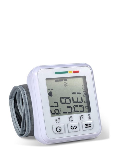 Blood Pressure Monitor with Digital LCD Display - Heart Rate Monitor, Pacemaker, Adjustable Wristband, Up to 99 Readings, for Daily Use