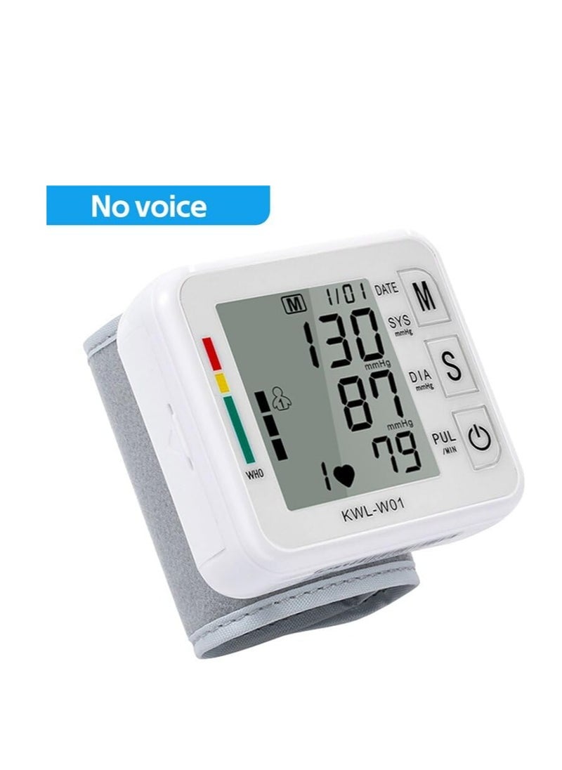 Blood Pressure Monitor with Digital LCD Display - Heart Rate Monitor, Pacemaker, Adjustable Wristband, Up to 99 Readings, for Daily Use