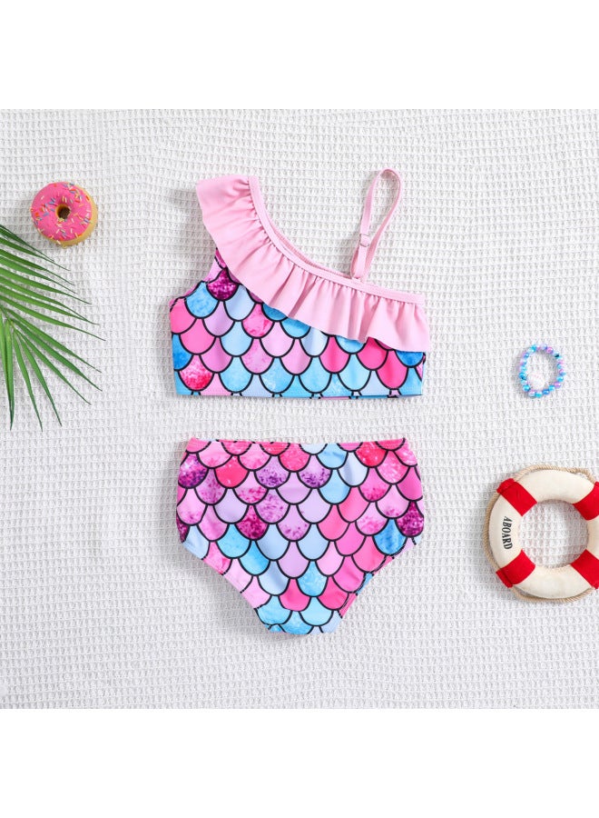 Loquat Girls Shoulder Strap Bikini Split Two-piece Suit Girls Cute Swimwear Wholesale-Color:Pink- - Image 2