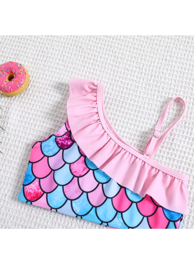 Loquat Girls Shoulder Strap Bikini Split Two-piece Suit Girls Cute Swimwear Wholesale-Color:Pink- - Image 3