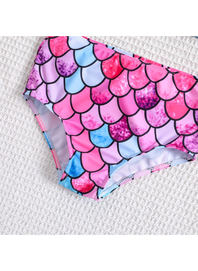 Loquat Girls Shoulder Strap Bikini Split Two-piece Suit Girls Cute Swimwear Wholesale-Color:Pink- - Image 4