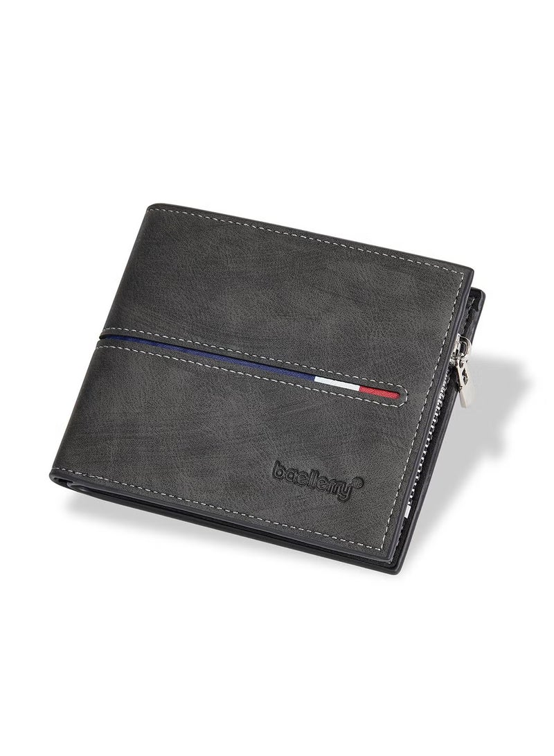 baellerry Leather Wallet for Men, Secure Zippered Wallet with RFID Blocking, Custom Birthday Gifts for Men, Son, Grandpa, and Boyfriend, Wedding, Anniversary, Graduate--Black - Image 1