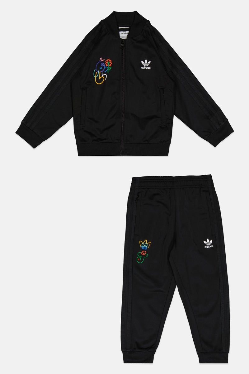 adidas Originals Toddlers Boy 2 Pcs Sportswear Fit Long Sleeve Tracksuit, Black - Image 1