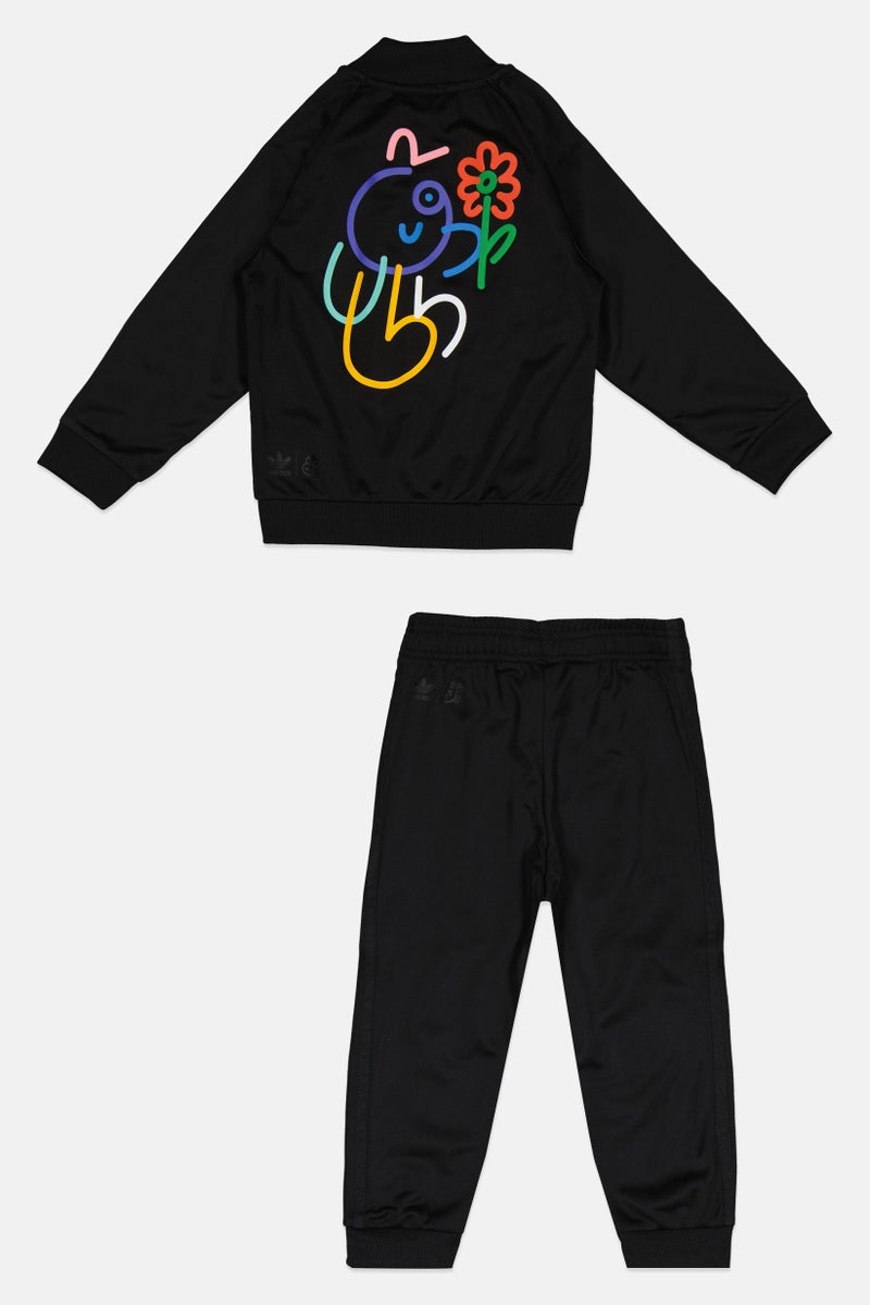 adidas Originals Toddlers Boy 2 Pcs Sportswear Fit Long Sleeve Tracksuit, Black - Image 2