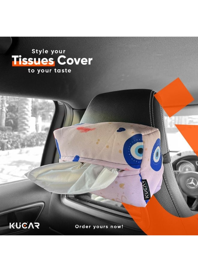 Generic Envy 6-piece car set includes two headrests, a tissue box cover, a steering wheel cover, and a belt charm  - Image 4