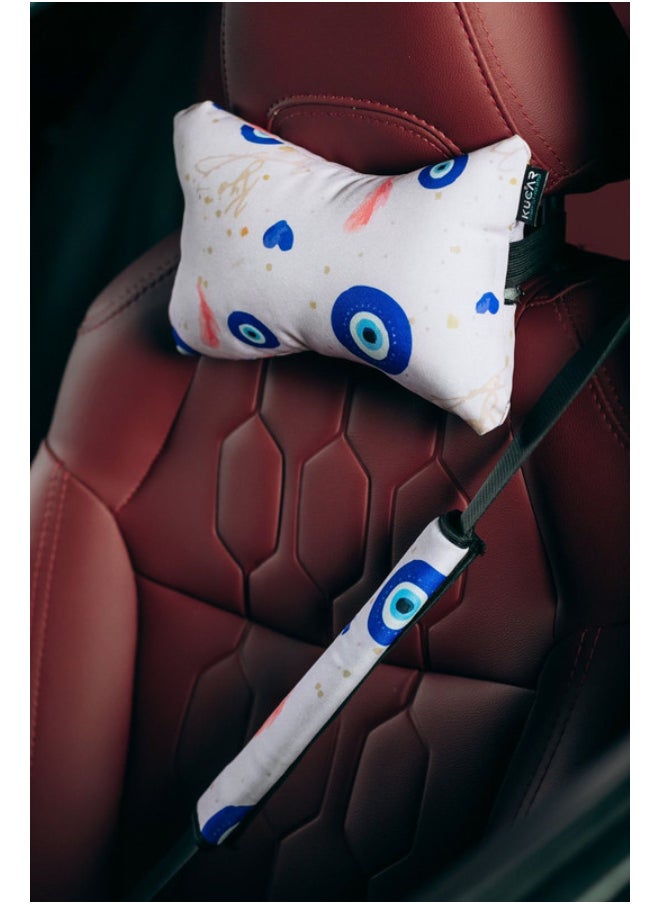 Envy 6-piece car set includes two headrests, a tissue box cover, a steering wheel cover, and a belt charm