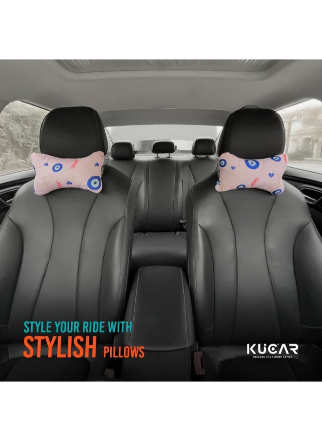 Generic Envy 6-piece car set includes two headrests, a tissue box cover, a steering wheel cover, and a belt charm  - Image 3