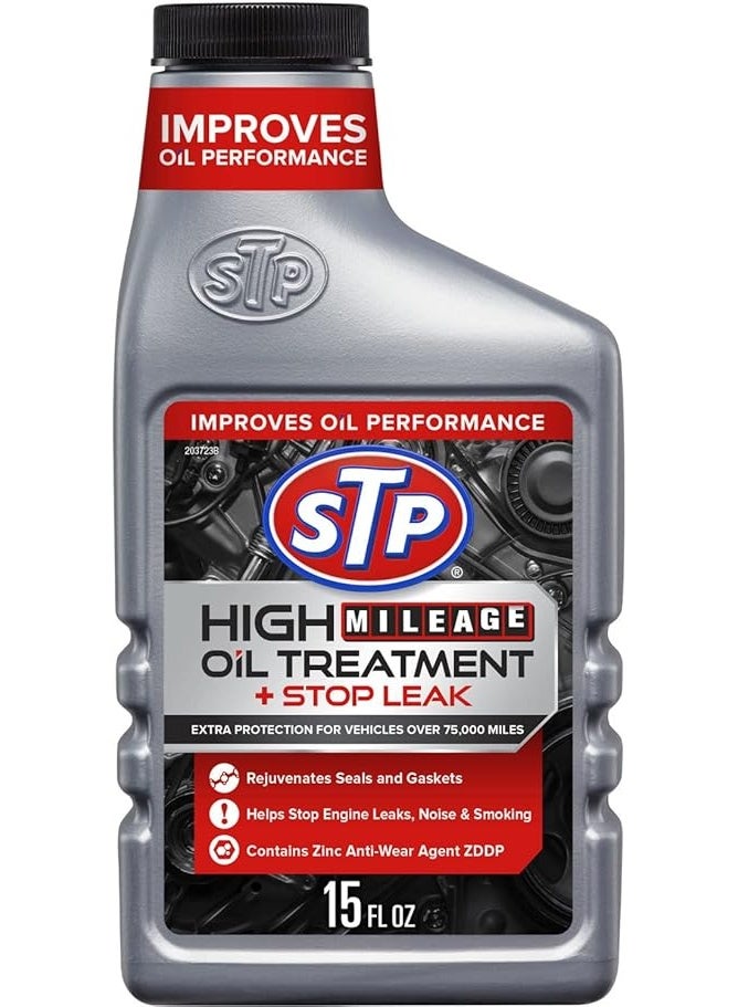 STP 78595 High Mileage Oil Treatment plus Stop Leak - 15 floz - Image 1
