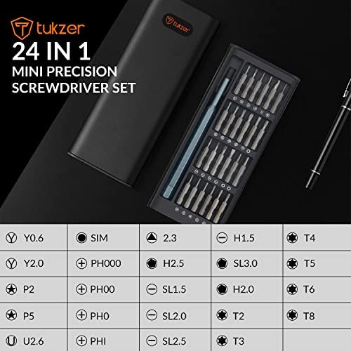 Tukzer 24 In 1 Mini Precision Screwdriver Set with Magnetic Head & S2 Steel Bits for Mobile Phone, Tablet, PC & Household Repair Tool Kit - Black - Image 2