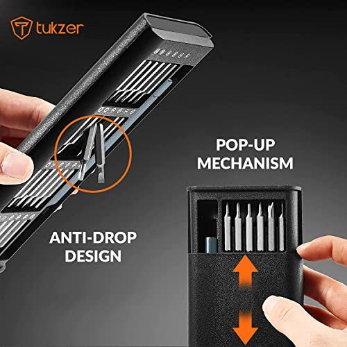 Tukzer 24 In 1 Mini Precision Screwdriver Set with Magnetic Head & S2 Steel Bits for Mobile Phone, Tablet, PC & Household Repair Tool Kit - Black - Image 4
