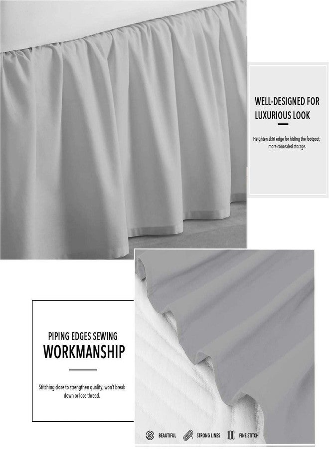 Sleepwell Light Grey Solid, King Size Ruffled Bed Skirt 18 Inch Drop Split Corner,100 Percent Pure Egyptian Cotton 400 Thread Count, Wrinkle & Fade Resistant - Image 3
