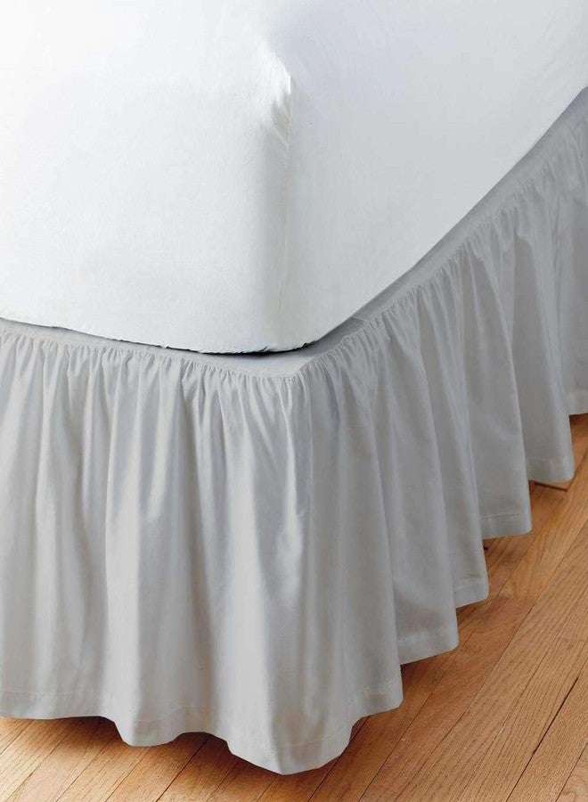 Sleepwell Light Grey Solid, King Size Ruffled Bed Skirt 18 Inch Drop Split Corner,100 Percent Pure Egyptian Cotton 400 Thread Count, Wrinkle & Fade Resistant - Image 1