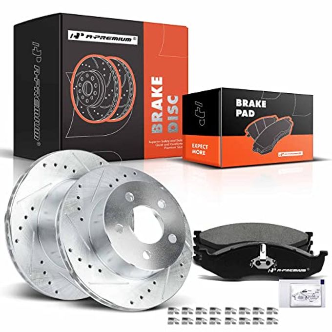 A-Premium 11.02 Inch (279.9Mm) Front Drilled And Slotted Disc Brake Rotors + Ceramic Pads Kit Compatible With Select Jeep Model Grand Cherokee 1993-1998, Wrangler, Cherokee, Comanche, Wagoneer - Image 4