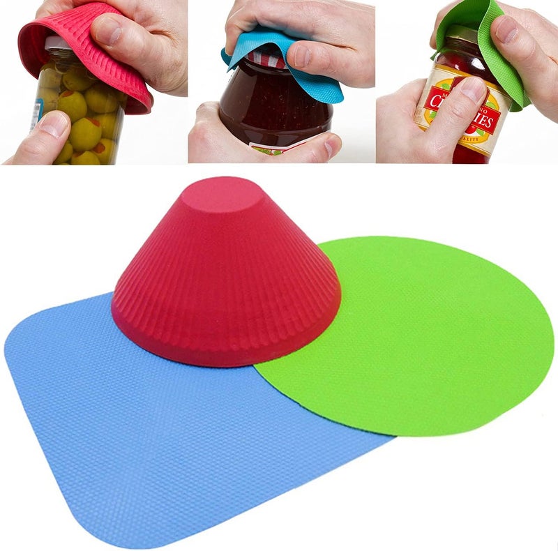 TRLREQ Jar Gripper Multi Purpose Reusable Rubber Gripper Jar Opener Gripper Rubber Jar Multi Purpose Bottle Lid Openers Fit for Most Bottles Set of 3 - Image 1