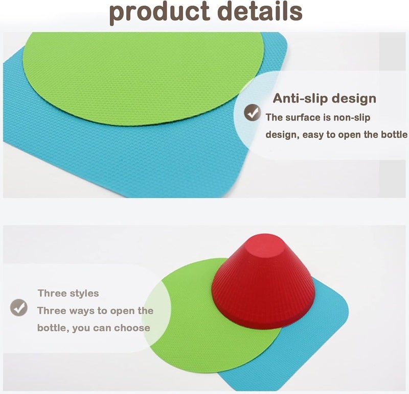 TRLREQ Jar Gripper Multi Purpose Reusable Rubber Gripper Jar Opener Gripper Rubber Jar Multi Purpose Bottle Lid Openers Fit for Most Bottles Set of 3 - Image 4