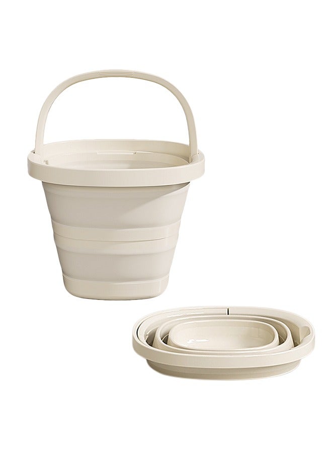 Outdoor portable folding bucket 10L, Beige - Image 2