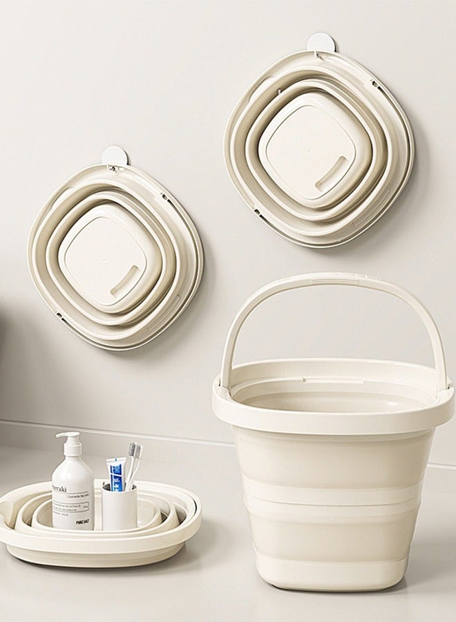 Outdoor portable folding bucket 10L, Beige - Image 3
