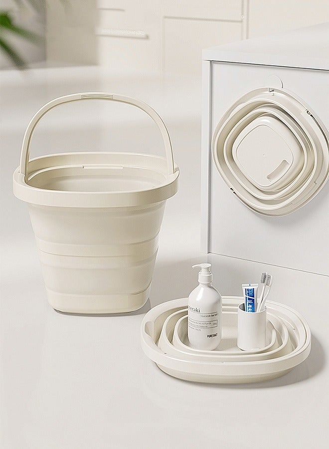 Outdoor portable folding bucket 10L, Beige - Image 4