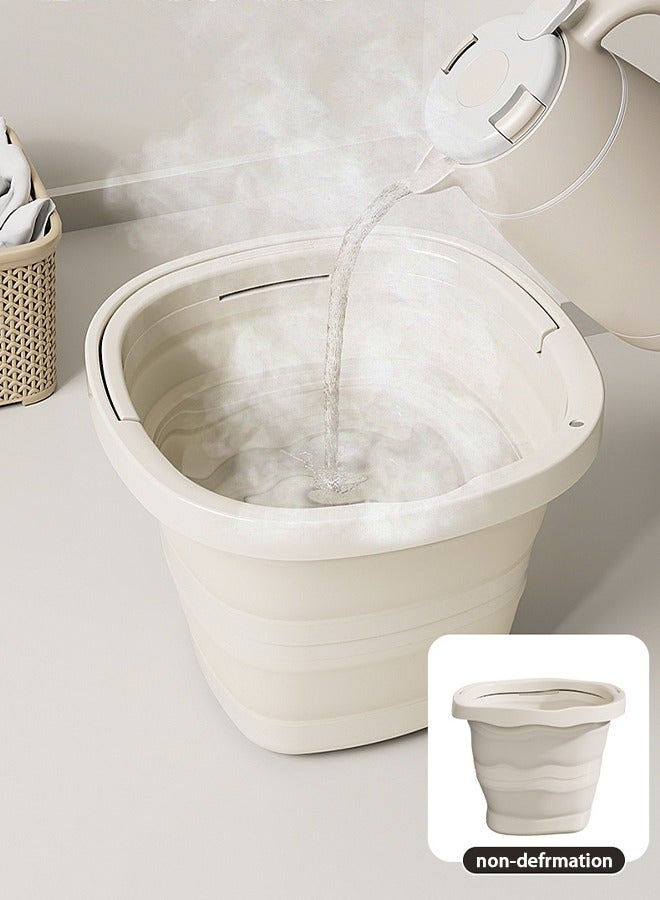 Outdoor portable folding bucket 10L, Beige - Image 5