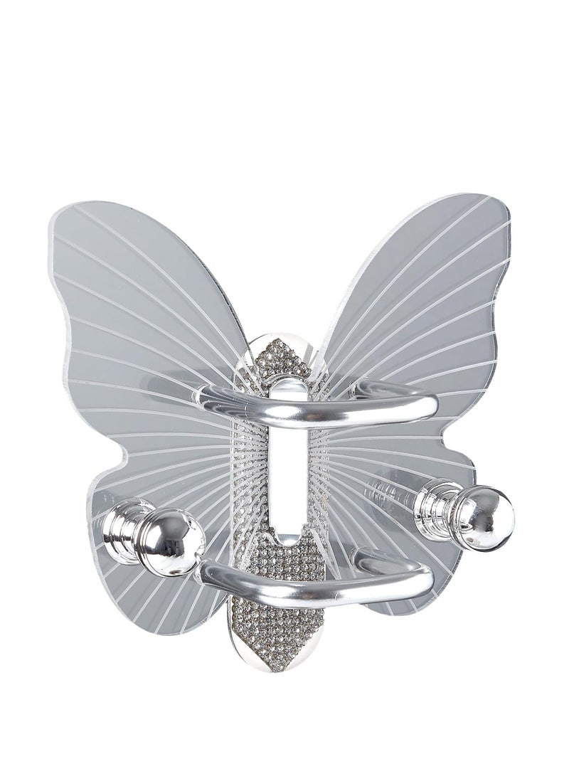 Excefore Hair Brush Stand Acrylic Butterfly Comb Scrunchie Storage Rack Wall Hanging Perforation Free Bathroom Organizer with Rubber Band and Hair Ring Storage Hook for Bathroom - Image 1