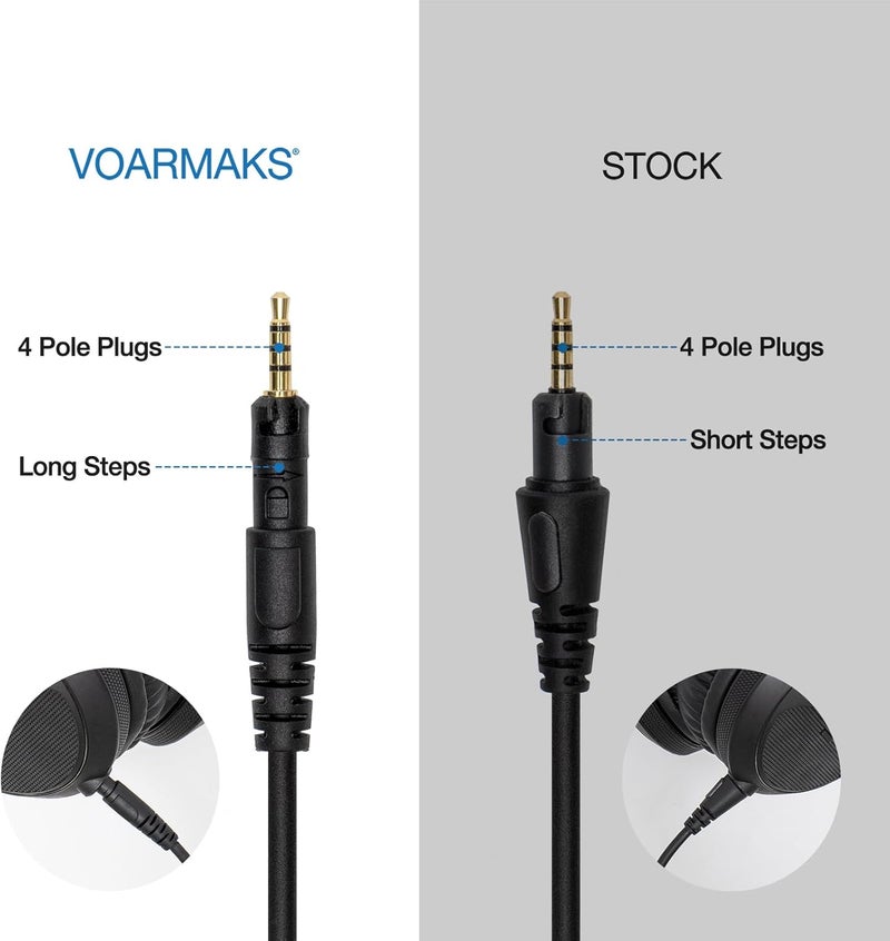 Voarmaks 4 قطبي خطوات طويلة كابل دي جي صوتي سلك قابس متوافق مع سماعات الرأس Pioneer HDJ-X5 و X7 و S7 و CUE1 سلك دي جي ملفوف ممتد - Image 2