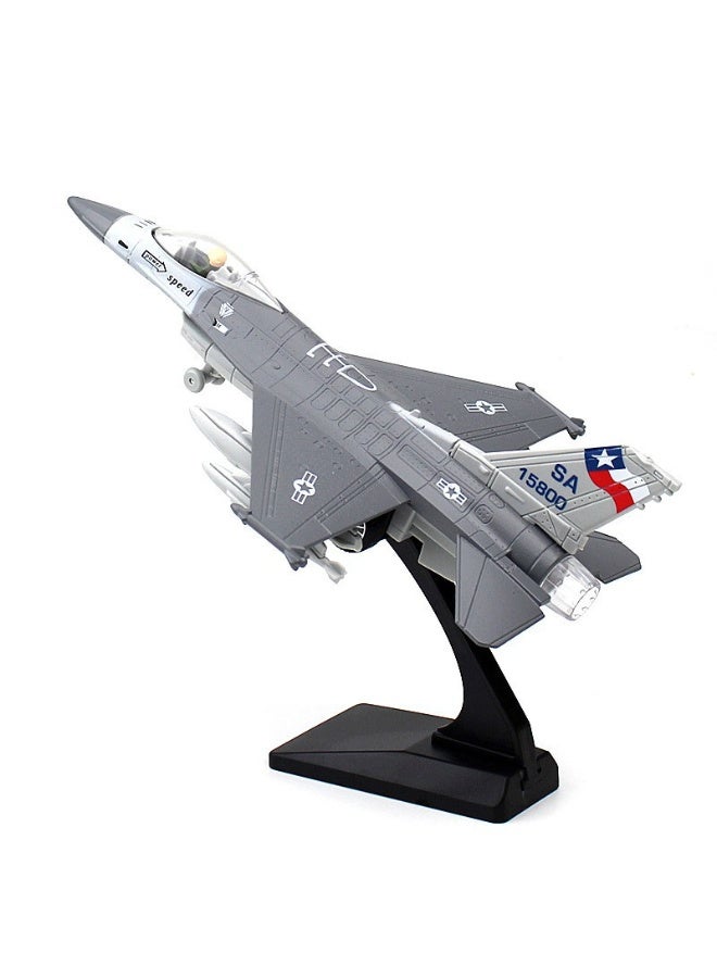 HALAMODO FJ5-F16  Alloy Fighter Jet Model , Simulated Alloy Aircraft Model , Aircraft Model Ornament ,  Children Flight Model Toy , Ideal Birthday Party Gift For Boys And Girls, For Collection And Display , Grey - Image 1
