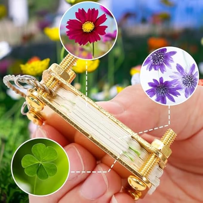 POCKET FLOWER PRESS, SMALL FLOWERS PRESS KIT, QUICK FLOWER PRESSING SET, PORTABLE MINI PLANT PRESERVATION SET FOR ARTS AND DIY CRAFTS LOVERS, IDEAL GIFTS (GOLD) - Image 3