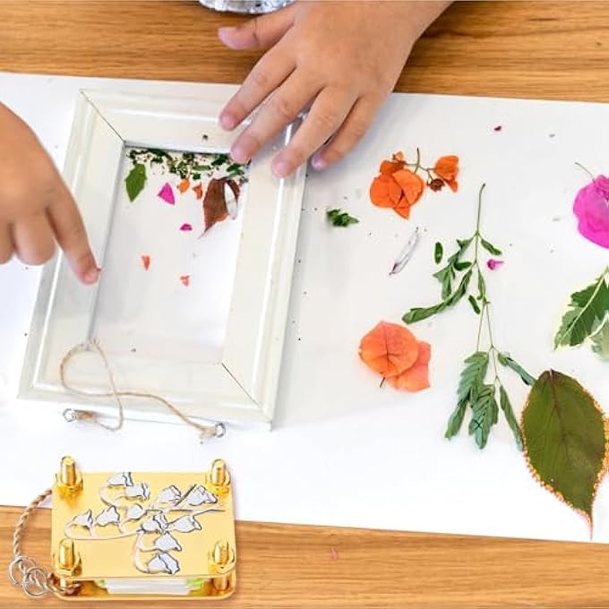 POCKET FLOWER PRESS, SMALL FLOWERS PRESS KIT, QUICK FLOWER PRESSING SET, PORTABLE MINI PLANT PRESERVATION SET FOR ARTS AND DIY CRAFTS LOVERS, IDEAL GIFTS (GOLD) - Image 5