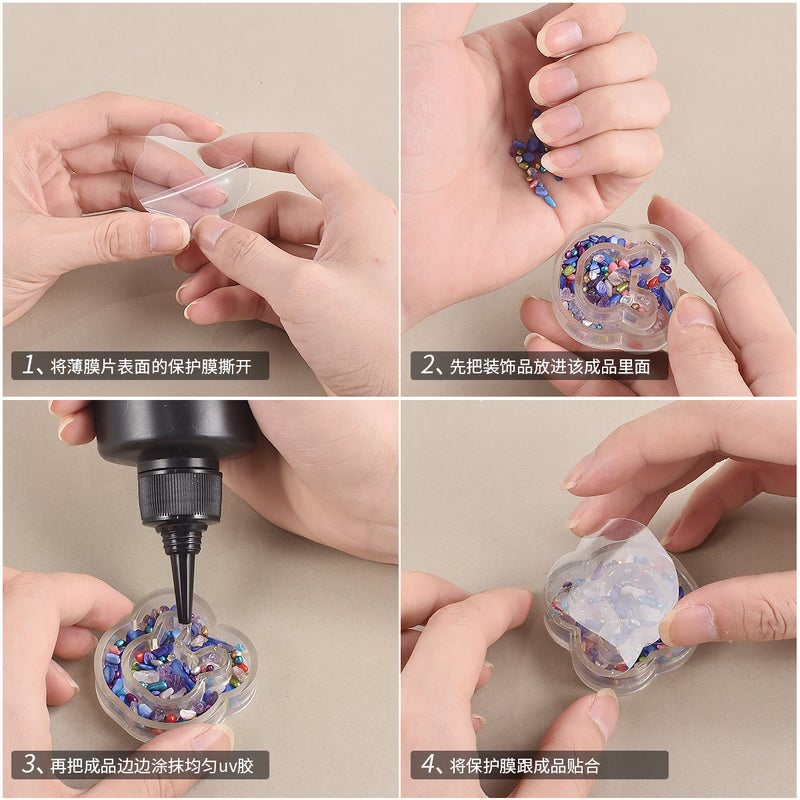 Yu Meiren Diy Epoxy Resin Five-Pointed Star Moon Double Layer Quicksand Ice Transparent Keychain Mirror Silicone Mold - Image 3
