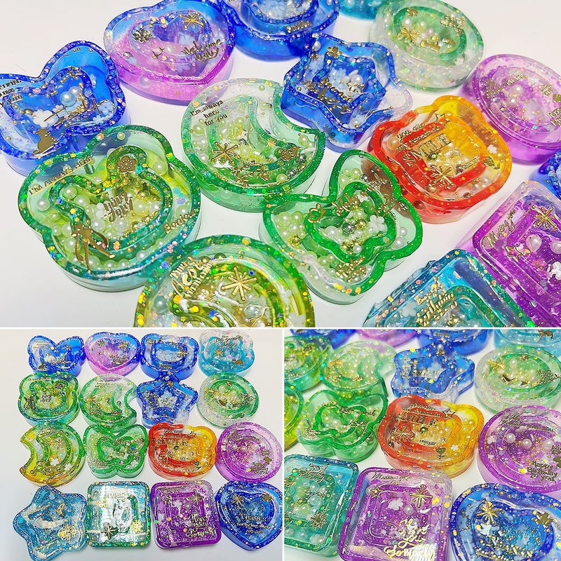 Yu Meiren Diy Epoxy Resin Five-Pointed Star Moon Double Layer Quicksand Ice Transparent Keychain Mirror Silicone Mold - Image 5