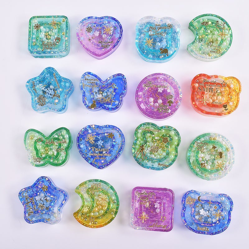 Yu Meiren Diy Epoxy Resin Five-Pointed Star Moon Double Layer Quicksand Ice Transparent Keychain Mirror Silicone Mold - Image 4
