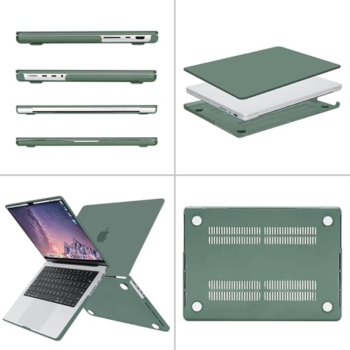 MOSISO Compatible with MacBook Pro 14 inch Case 2025 2024 2023 2022 2021 M5 M4 M3 M2 M1 A3434 A3112 A3185 A3401 A2918 A2992 A2779 A2442, Hard Shell&Keyboard Cover&Screen Film&Pouch, Midnight Green - Image 5