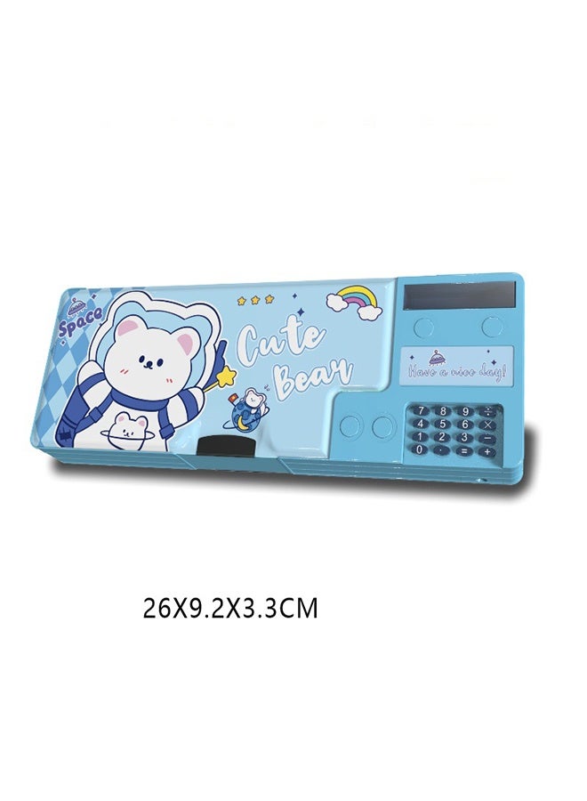 Pop Up Multifunction Pencil Case for Boys and Girls with Calculator, Sharpener, Cute School Supplies Pencil Box, Stationery Organizer, Best Gift Birthday Present for Kids(Blue) - Image 1