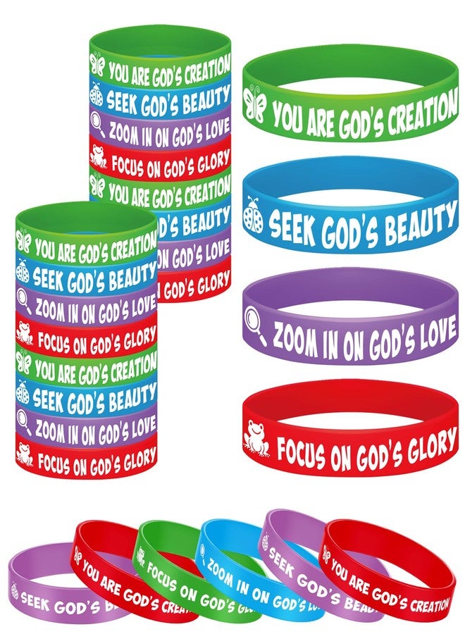 Vinsot 48 Pieces VBS 2025 Christian Wristbands Religious Silicone Gospel Wristbands Decorative Reusable Bible Rubber Bracelets Bulk for VBS Events Jesus Christian Gifts - Image 1