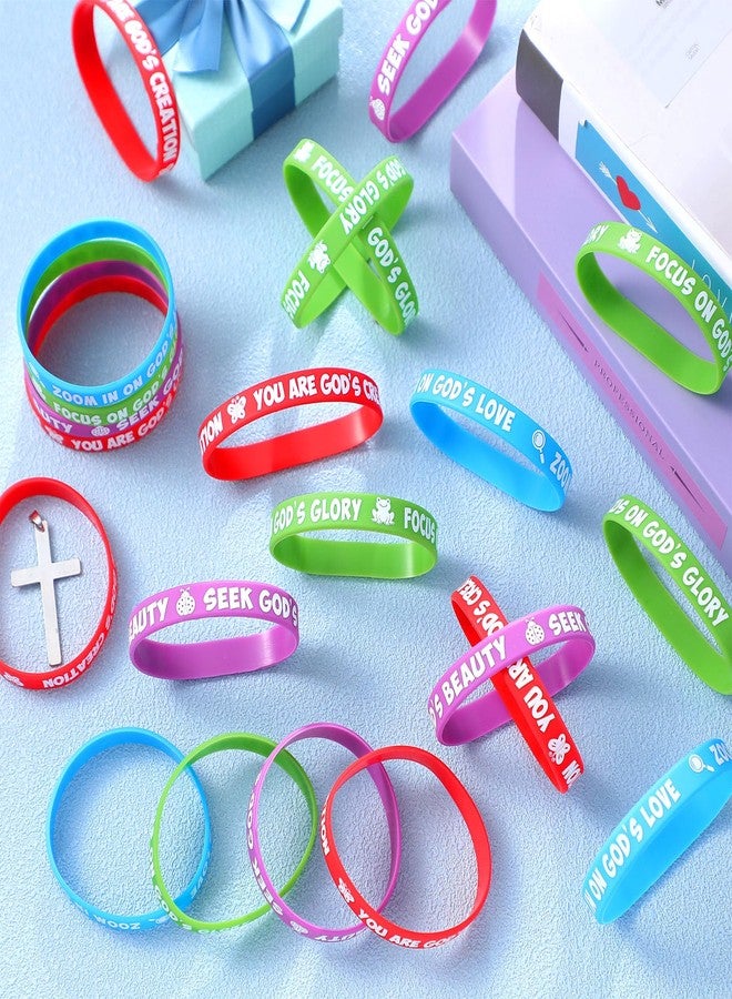 Vinsot 48 Pieces VBS 2025 Christian Wristbands Religious Silicone Gospel Wristbands Decorative Reusable Bible Rubber Bracelets Bulk for VBS Events Jesus Christian Gifts - Image 5