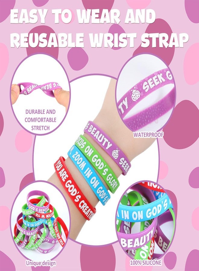 Vinsot 48 Pieces VBS 2025 Christian Wristbands Religious Silicone Gospel Wristbands Decorative Reusable Bible Rubber Bracelets Bulk for VBS Events Jesus Christian Gifts - Image 4