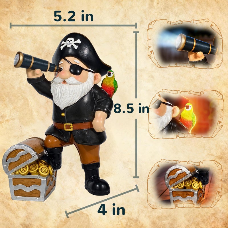 Miggley Solar Pirate Gnome Statue â€“ Whimsical Outdoor Garden Decor for Yard, Patio, Lawn, Backyard â€“ Ideal Gift for Women, Garden Lovers, Moms, Birthdays - Image 2