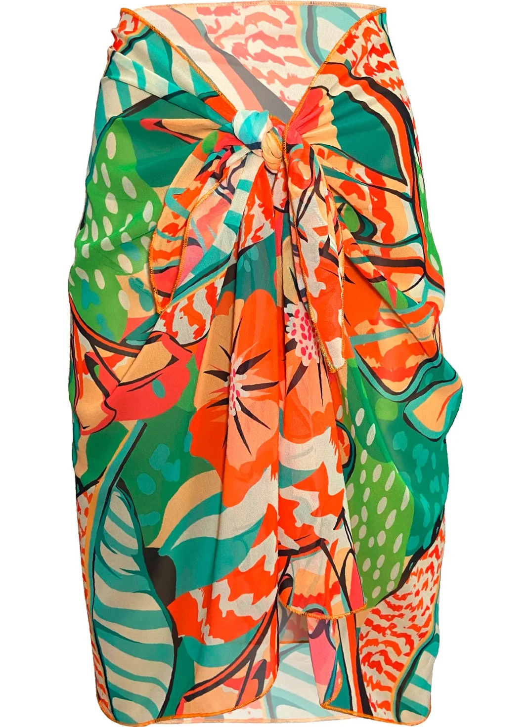 Bolder Tara Orange Leo Floral Chiffon Pareo (147*70)