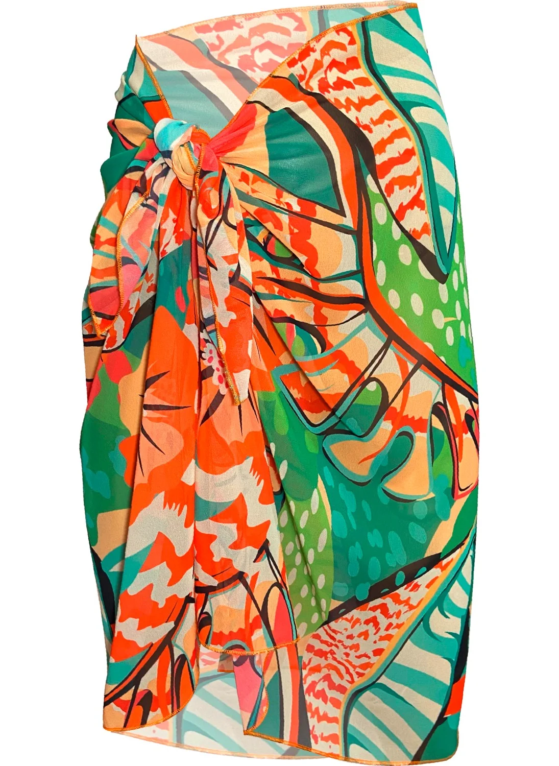 بولدر Tara Orange Leo Floral Chiffon Pareo (147*70)