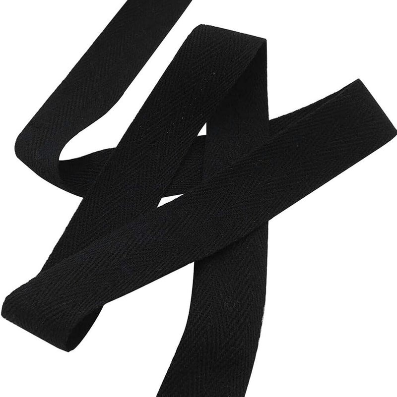 Abbaoww 55 Yards Twill Tape Ribbon 1/2 Inch 100% Cotton Herringbone Webbing Tape Sewing Twill Ribbon for DIY Crafts Sewing, Black - Image 2