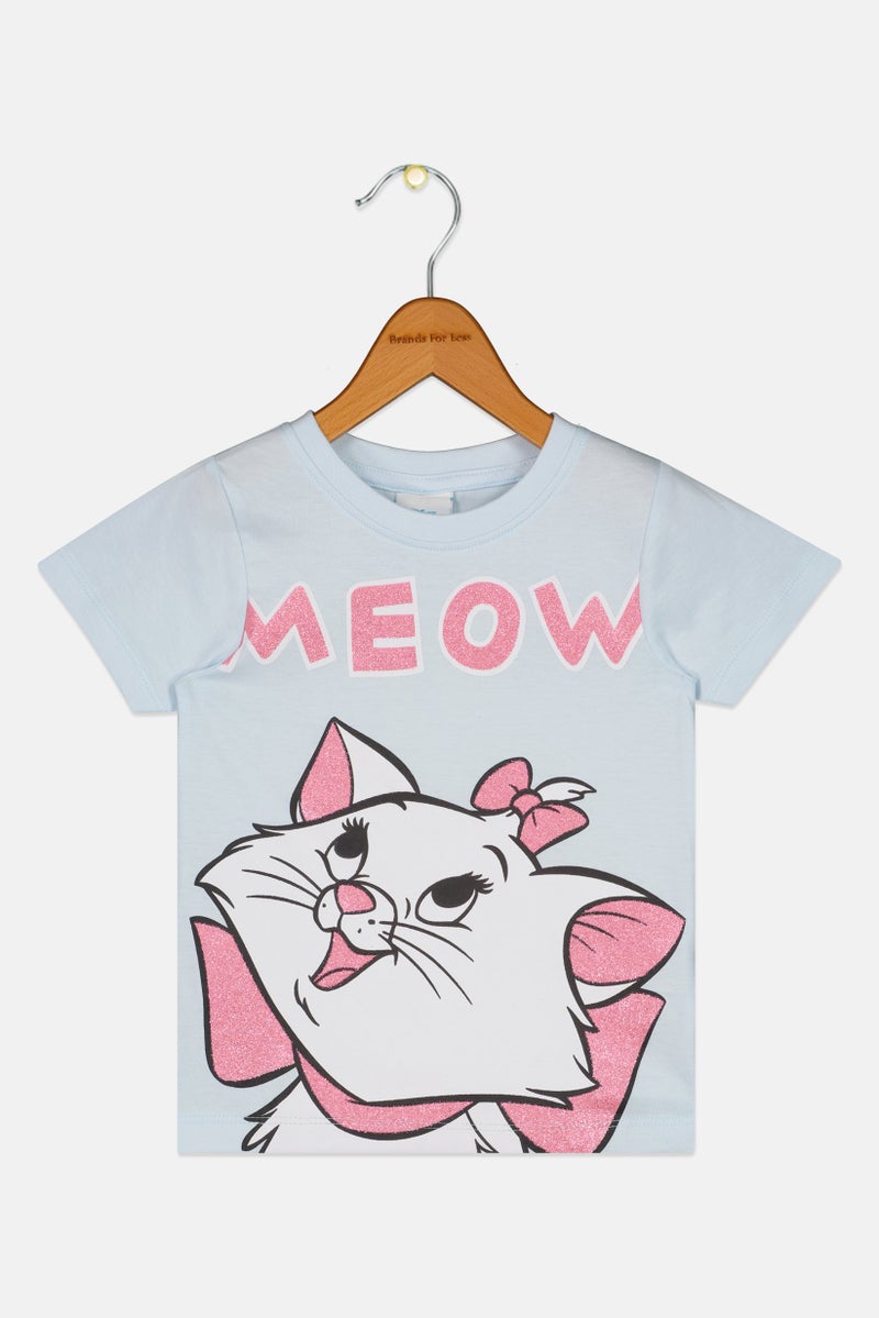 Disney The Aristocats Toddlers Girl Graphic Print Short Sleeve Top, Blue - Image 2
