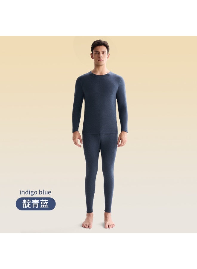NIBEMINENT Warm Silk Underwear Set for Men And Women round Neck Fleece Lined Brushed Inner Autumn Winter Thermal Sleepwear Set - Image 1