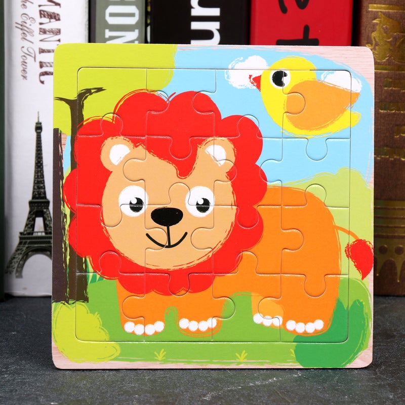 Wooden Animal And Ocean Cognitive Puzzles With Patterned Patchwork And Flat Assembly For Children - Image 1