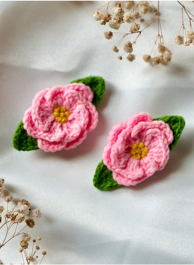 Yarns N Stitch - Rose Crochet Hair clip - Image 1